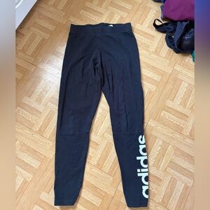 Adidas Black and White Logo Leggings